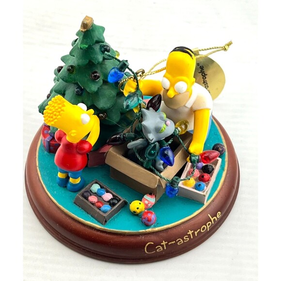 SIMPSONS Bradford Tree Christmas Ornament Illuminated "Cat-astrophe" Homer Bart - Picture 4 of 8